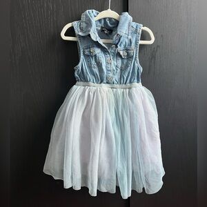 Lilt Kids Y2K Denim and Tulle Dress